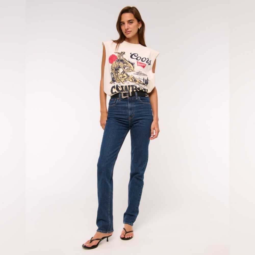 Abercrombie 90s Straight Jeans Ultra High Rise Medium Wash Denim 29